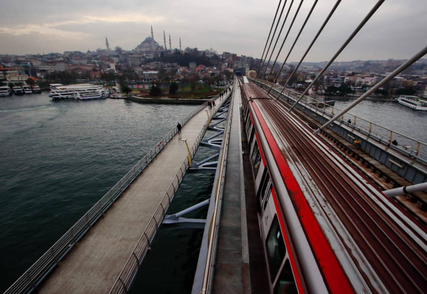 Haliç Golden Horn Metro Bridge Above view