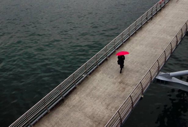 Haliç Golden Horn Metro Bridge Umbrella Lady